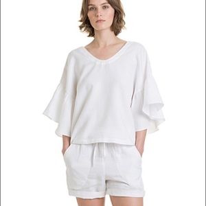 Country Road Linen Frill Sleeve Blouse